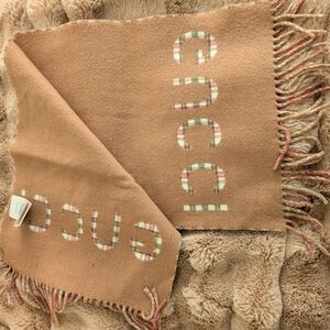Gucci Tan Wool Scarf with Fringe